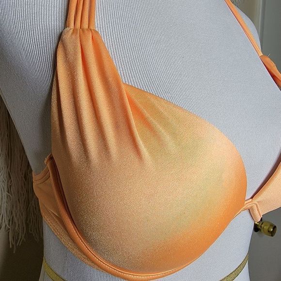 Relisting! Victorias Secret Push Up Fringe Strap Bikini Swim Top Orange 34C - Picture 3 of 13